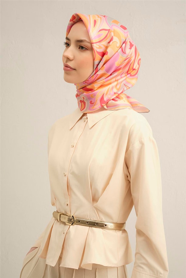 Armine Desenli Saf İpek Sura Eşarp 9323- 85