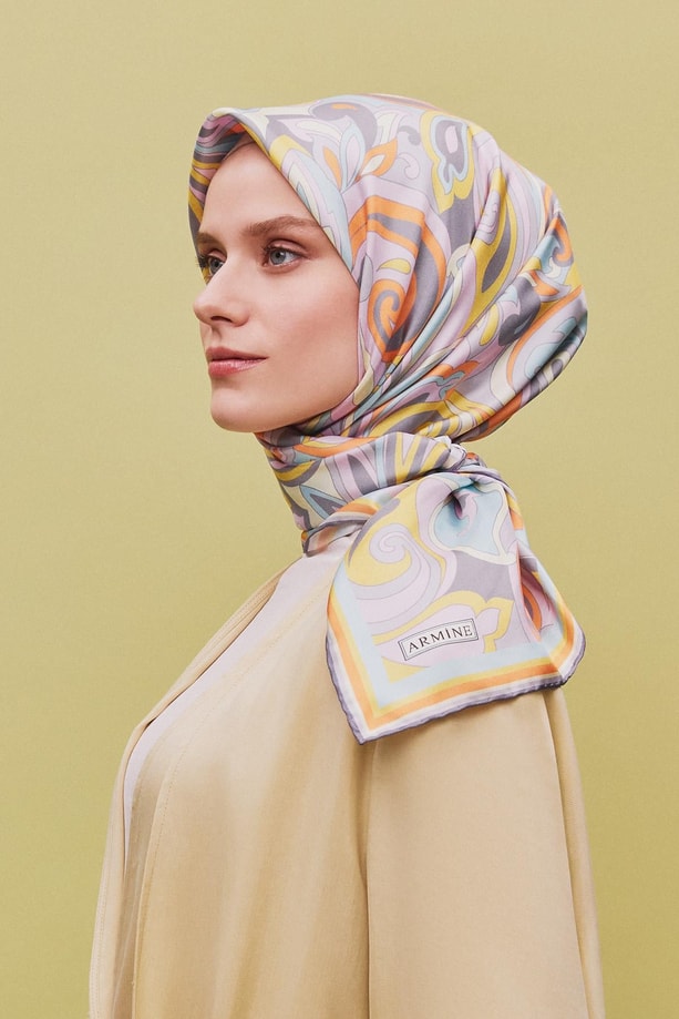 Armine Desenli Saf İpek Twill Eşarp 9323-81
