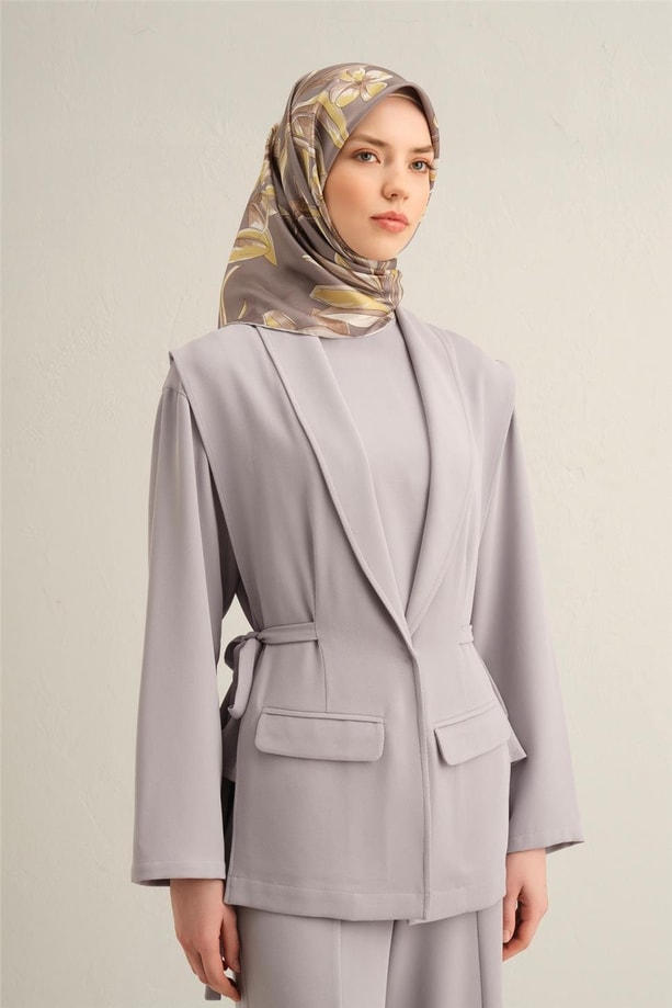 Armine Çiçek Desenli Saf İpek Twill Eşarp 9324 35