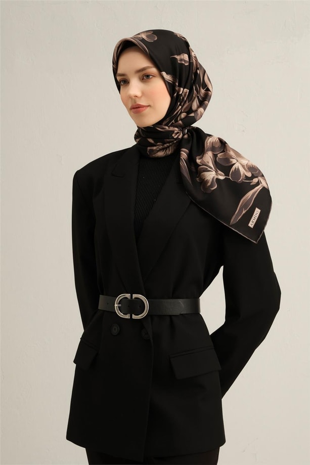 Armine Desenli Saf İpek Twill Eşarp 9324- 85