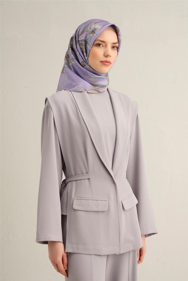 Armine Çiçek Desenli Saf İpek Twill Eşarp 9324 87