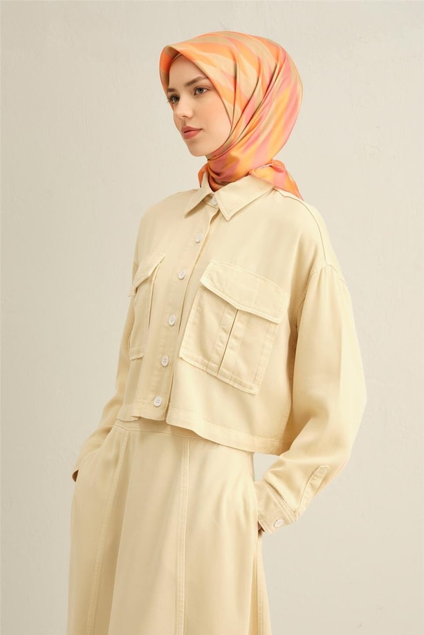 Armine Geometrik Desenli Saf İpek Twill Eşarp 9325 56