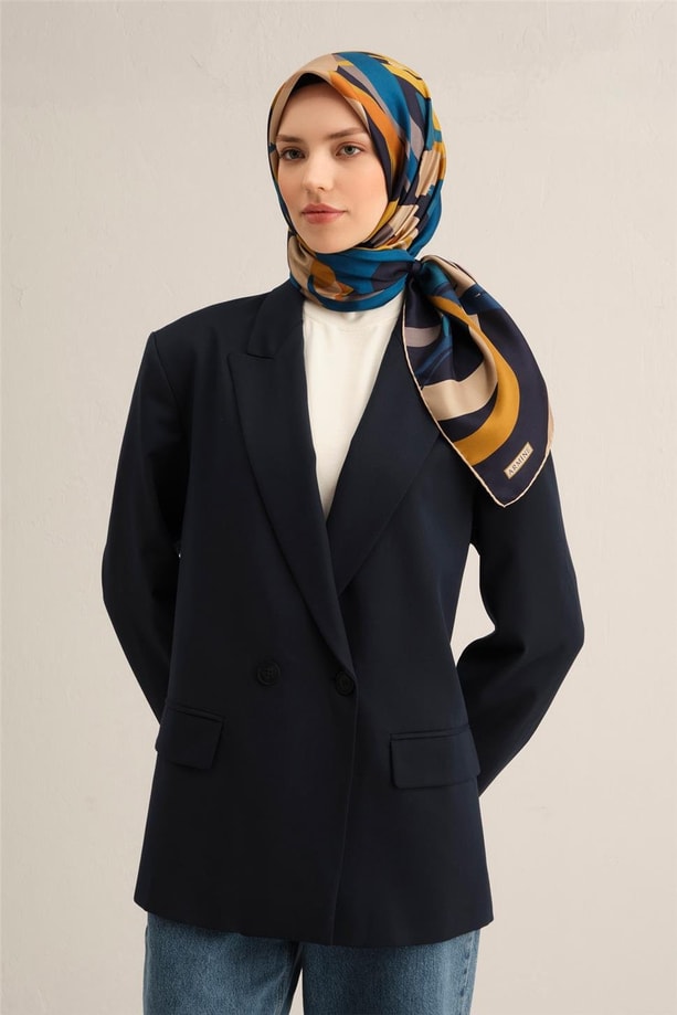 Armine Çiçek Desenli Saf İpek Twill Eşarp 9328 56