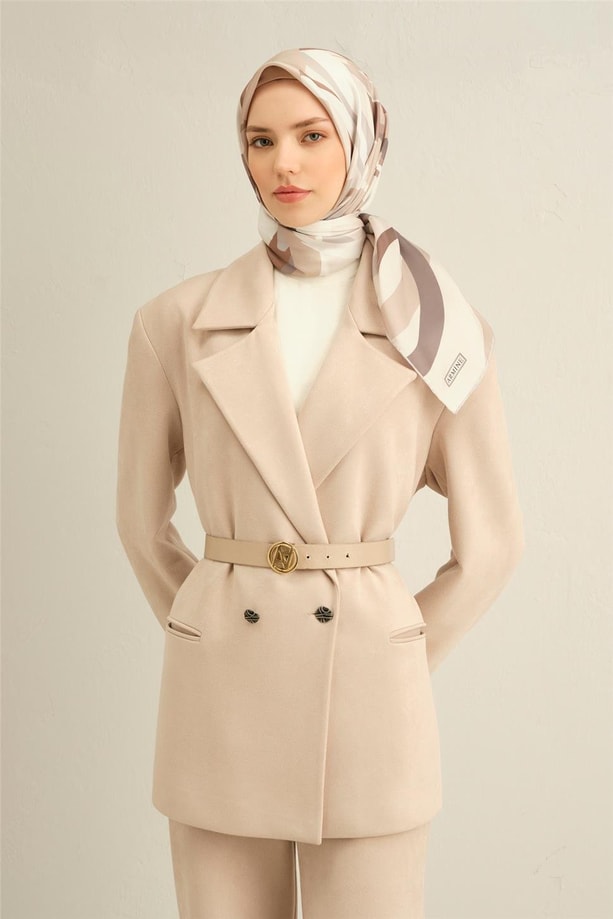 Armine Çiçek Desenli Saf İpek Twill Eşarp 9328 86