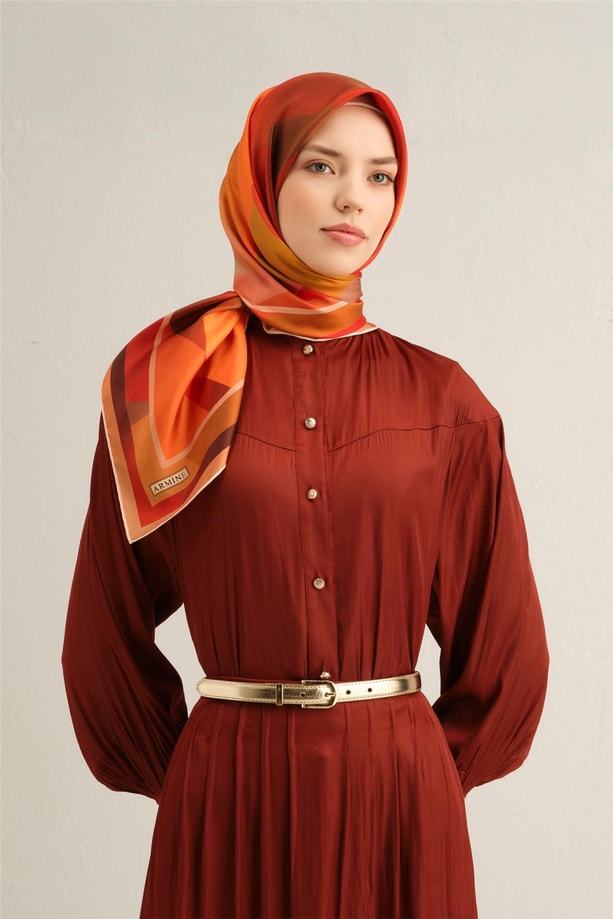 Armine Desenli Saf İpek Twill Eşarp 9331- 33