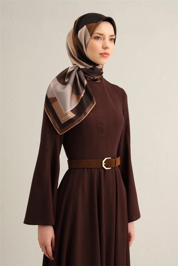 Armine Geometrik Desenli Saf İpek Sura Eşarp 9331 59