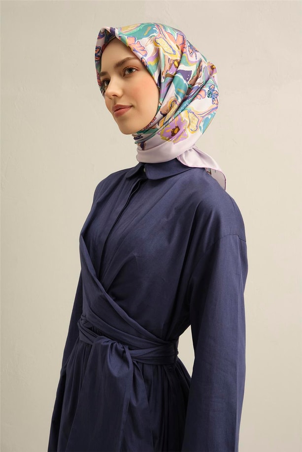 Armine Çiçek Desenli Saf İpek Sura Eşarp 9332 33