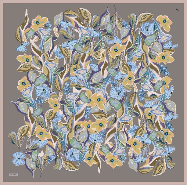 Armine Desenli Saf İpek Twill Eşarp 9332- 35