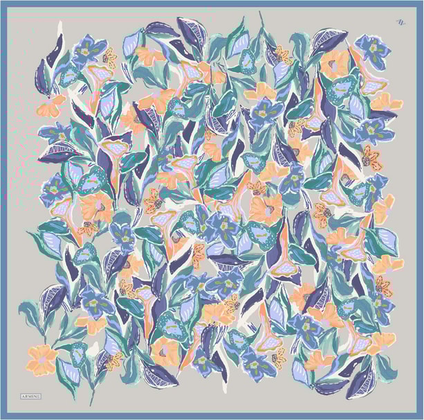 Armine Desenli Saf İpek Twill Eşarp 9332- 81
