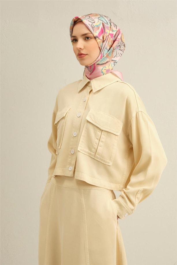 Armine Çiçek Desenli Saf İpek Sura Eşarp 9332 82