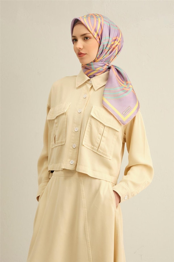 Armine Desenli Saf İpek Sura Eşarp 9333 51