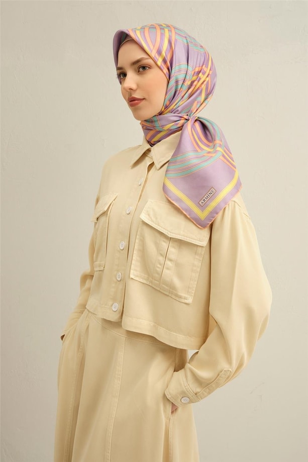 Armine Soyut Desenli Saf İpek Sura Eşarp 9333 51