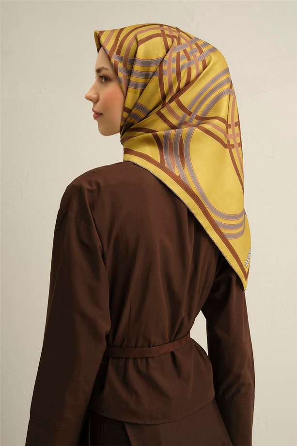 Armine Soyut Desenli Saf İpek Sura Eşarp 9333 56