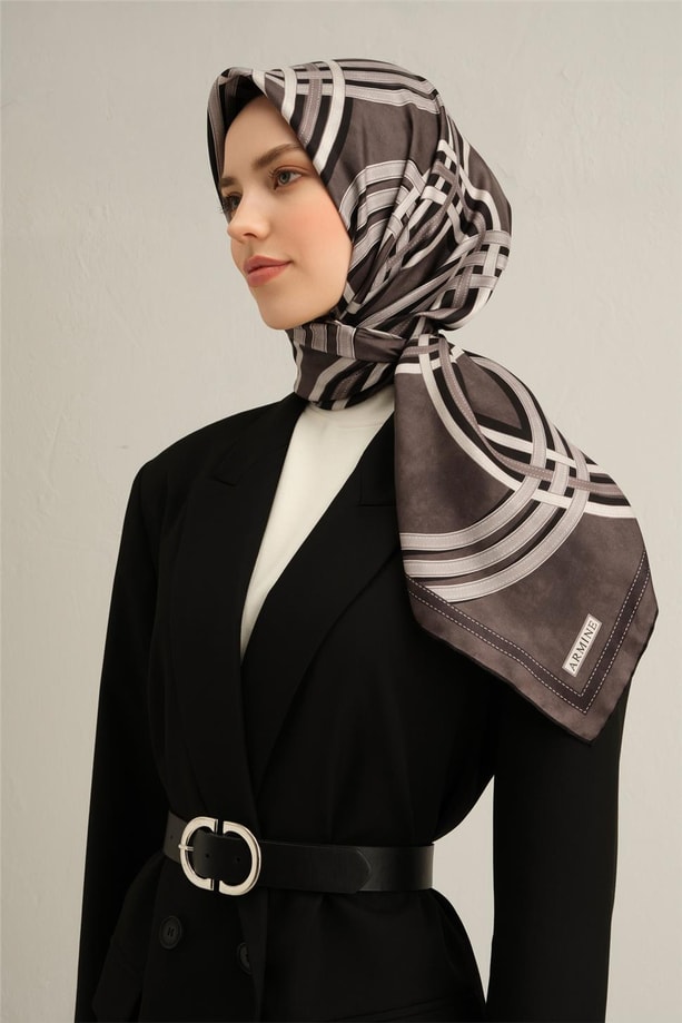 Armine Soyut Desenli Saf İpek Sura Eşarp 9333 85
