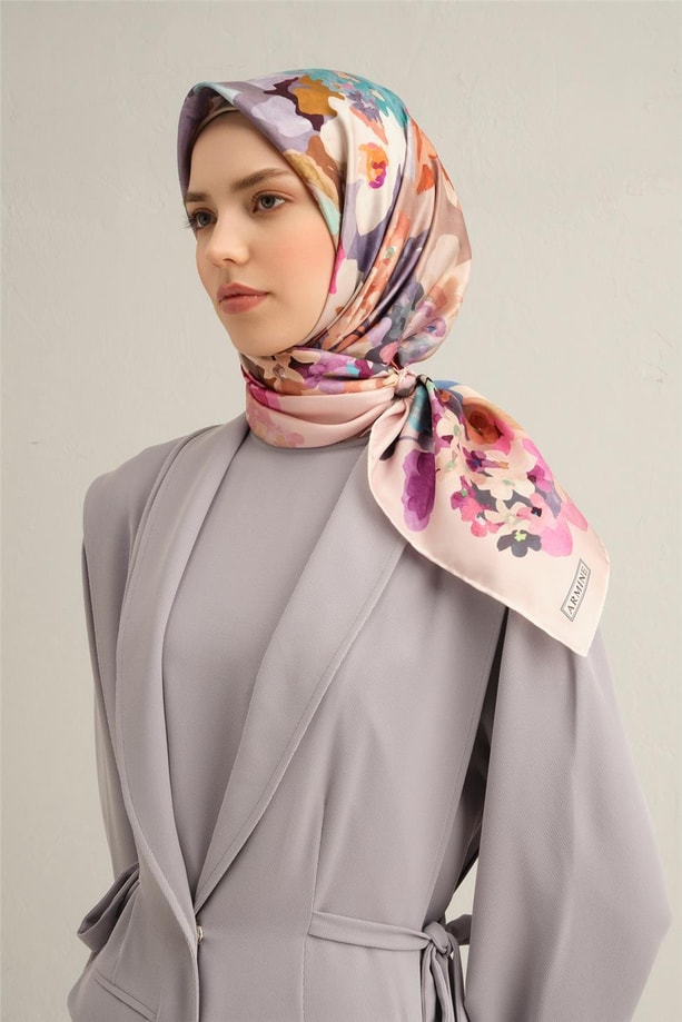 Armine Desenli Saf İpek Twill Eşarp 9334- 39