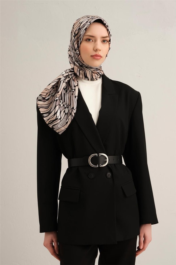 Armine Çiçek Desenli Saf İpek Twill Eşarp 9335 86