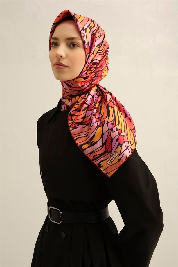 Armine Geometrik Desenli Saf İpek Sura Eşarp 9335 33