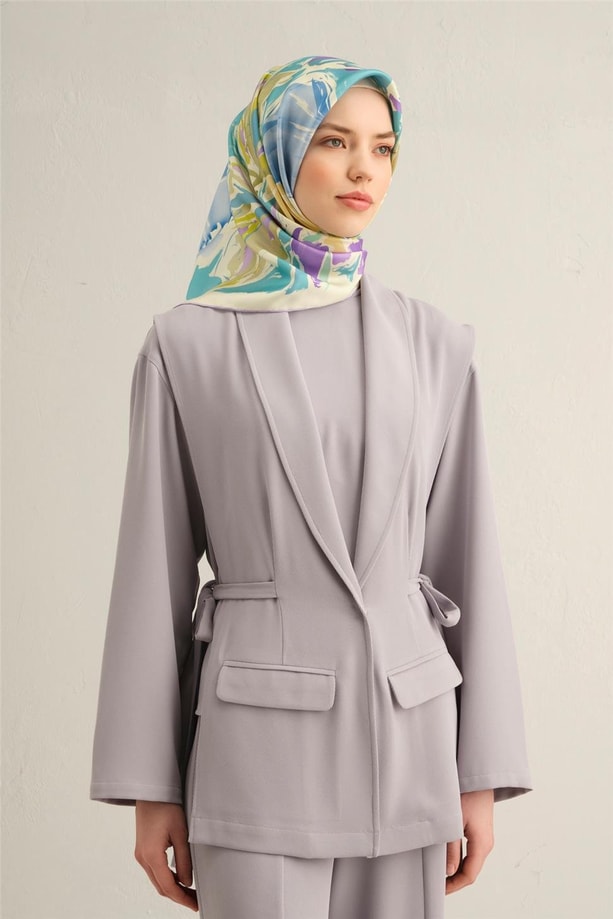 Armine Çiçek Desenli Saf İpek Twill Eşarp 9337 80