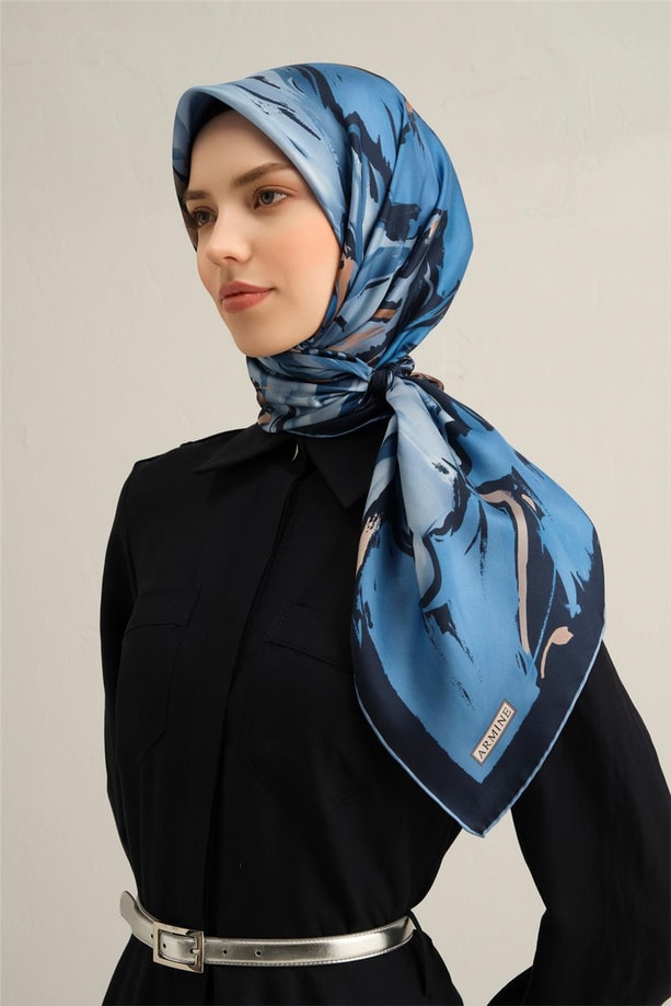 Armine Desenli Saf İpek Twill Eşarp 9337- 81