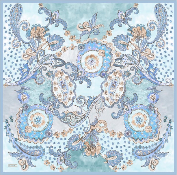 Armine Desenli Saf İpek Twill Eşarp 9338-35