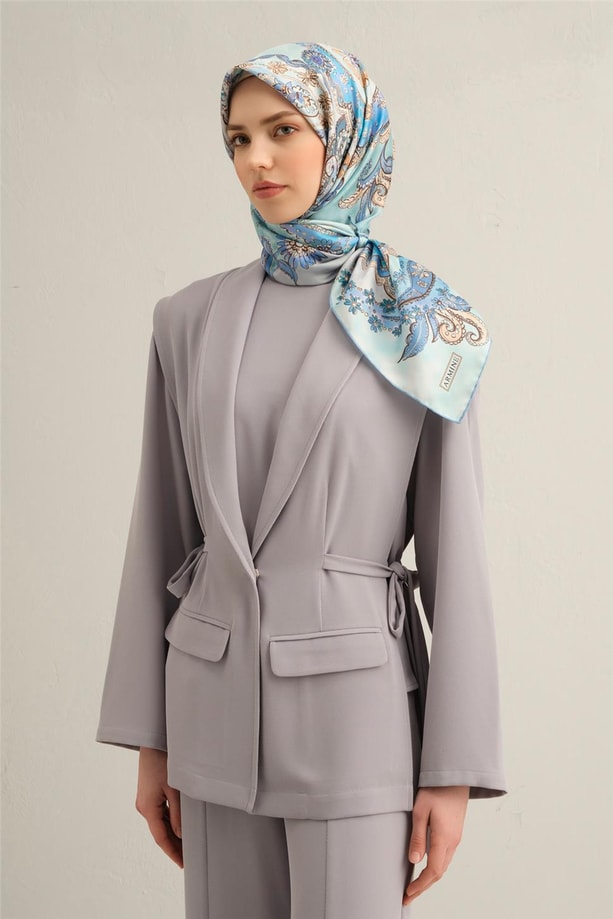 Armine Çiçek Desenli Saf İpek Sura Eşarp 9338 35