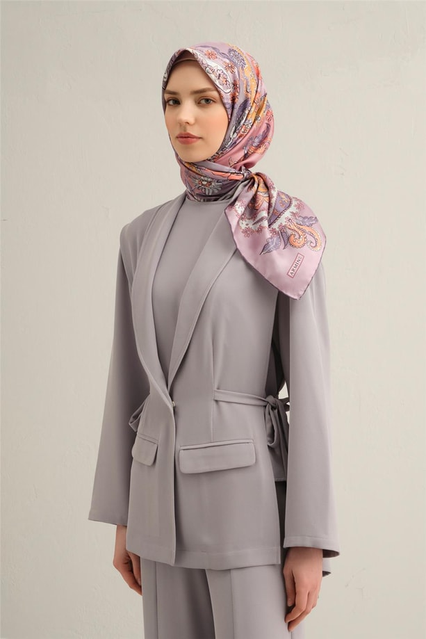 Armine Çiçek Desenli Saf İpek Sura Eşarp 9338 53