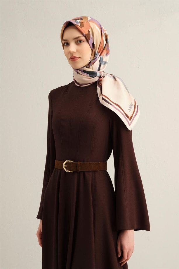 Armine Monogram Desenli Saf İpek Twill Eşarp 9340 35