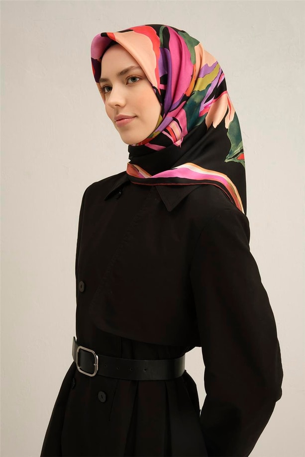 Armine Monogram Desenli Saf İpek Twill Eşarp 9340 36
