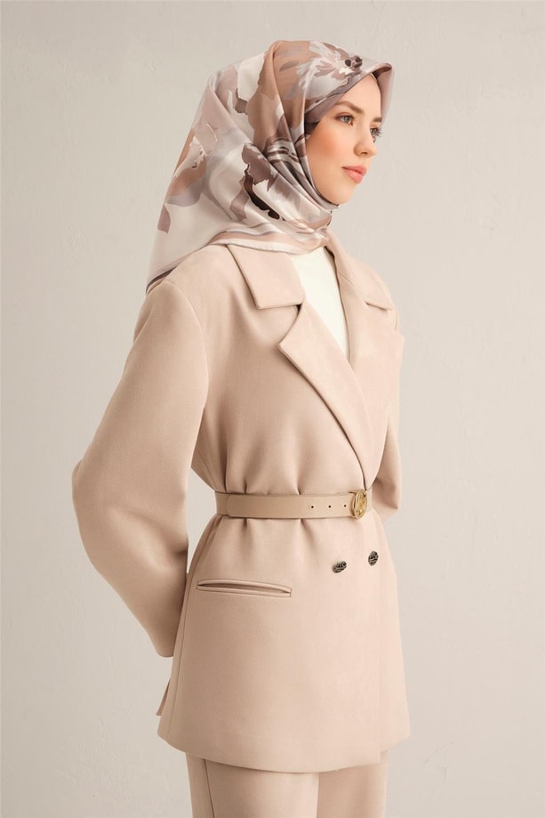 Armine Monogram Desenli Saf İpek Twill Eşarp 9340 86