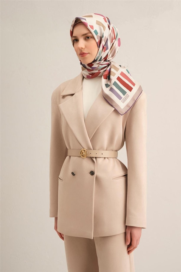 Armine Çiçek Desenli İpek Sura Eşarp 9341 04