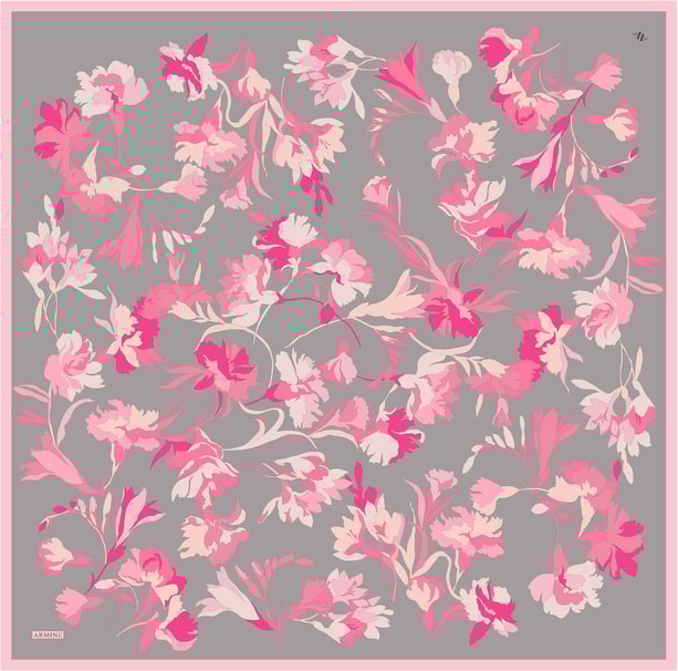 Armine Desenli Saf İpek Twill Eşarp 9342- 33