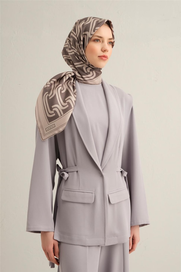 Armine Desenli Saf İpek Twill Eşarp 9343-02