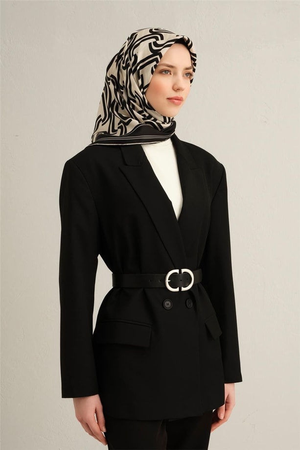 Armine Obje Desenli Saf İpek Sura Eşarp 9343 09