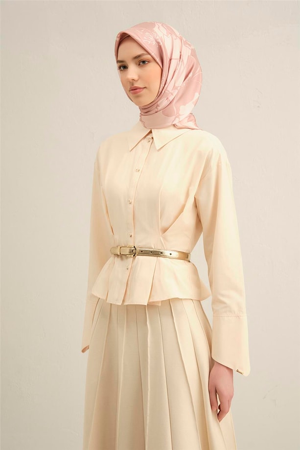 Armine Obje Desenli Saf İpek Twill Eşarp 9344 32