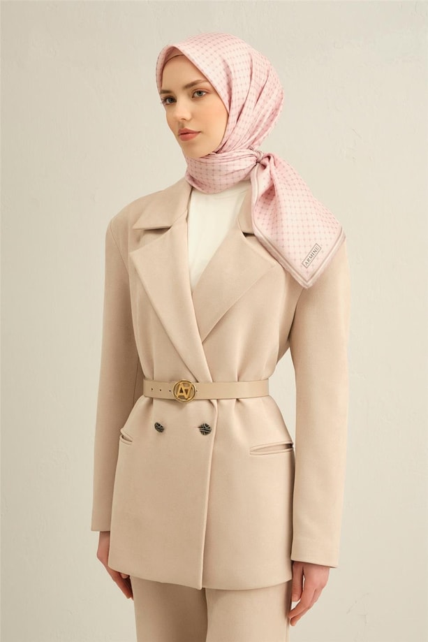 Armine Soyut Desenli Saf İpek Twill Eşarp 9345 09
