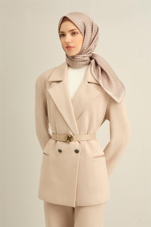 Armine Soyut Desenli Saf İpek Twill Eşarp 9345 14