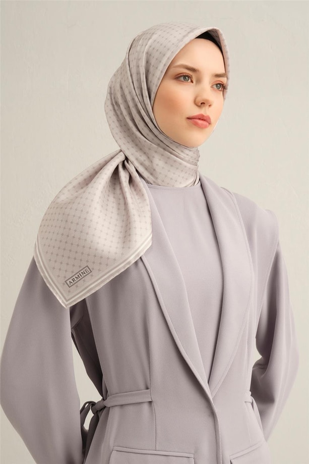Armine Soyut Desenli Saf İpek Twill Eşarp 9345 55