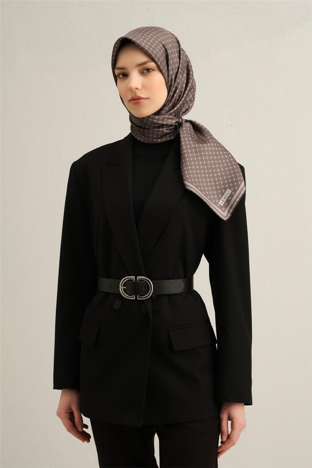 Armine Soyut Desenli Saf İpek Twill Eşarp 9345 80