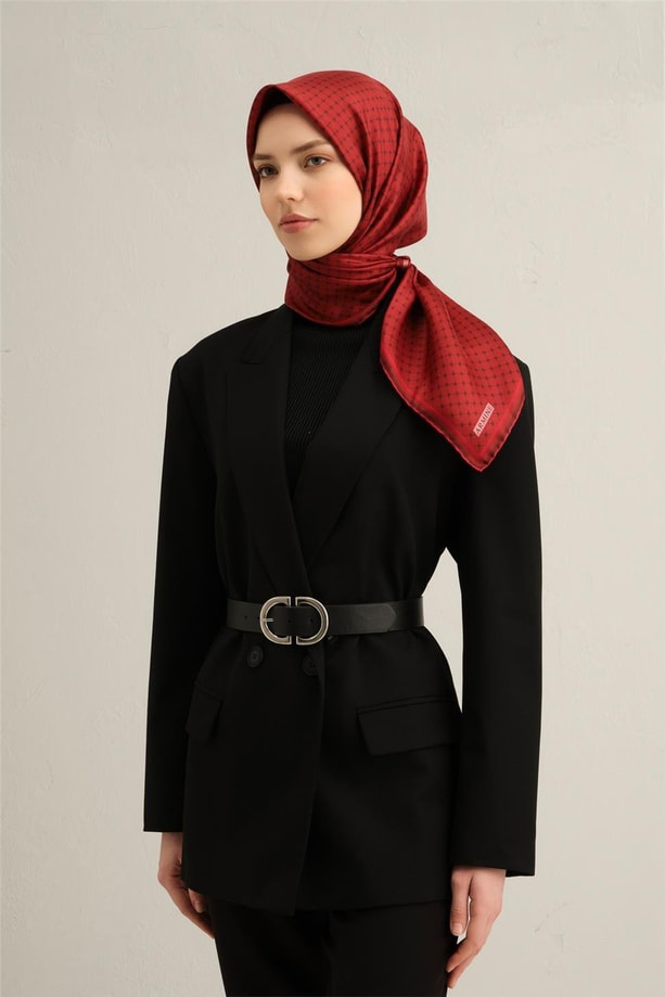 Armine Soyut Desenli Saf İpek Twill Eşarp 9345 81