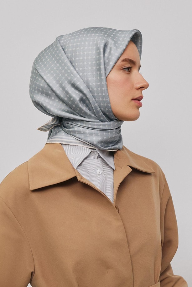 Armine Soyut Desenli Saf İpek Twill Eşarp 9345 82