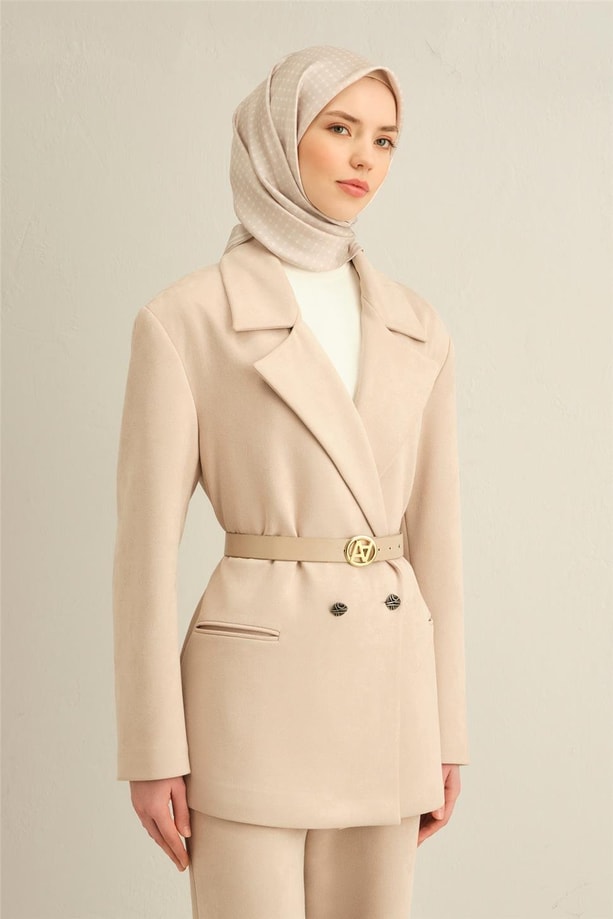 Armine Soyut Desenli Saf İpek Twill Eşarp 9345 86