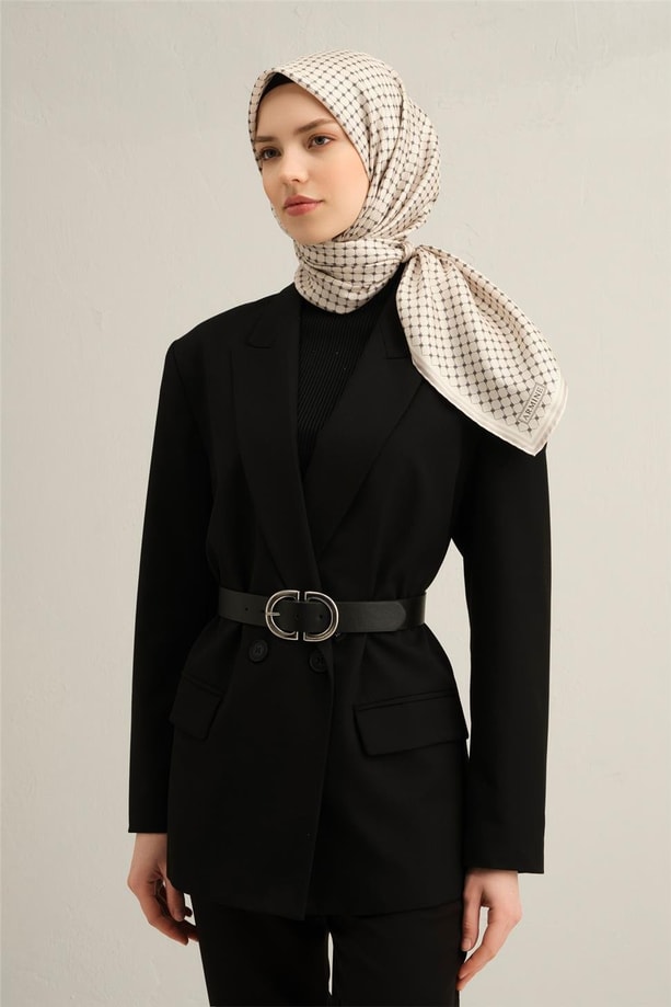 Armine Soyut Desenli Saf İpek Twill Eşarp 9345 87