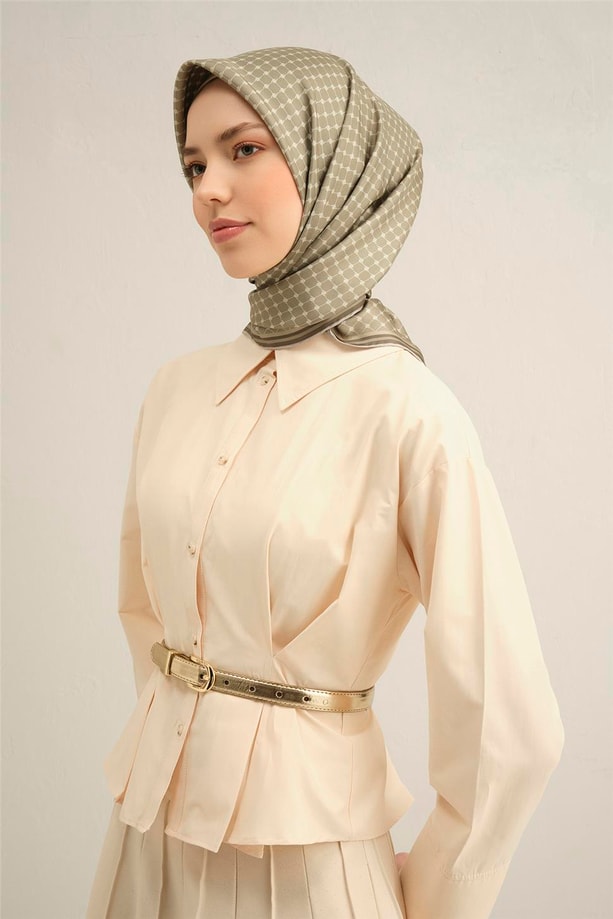 Armine Desenli Saf İpek Twill Eşarp 9345- 33