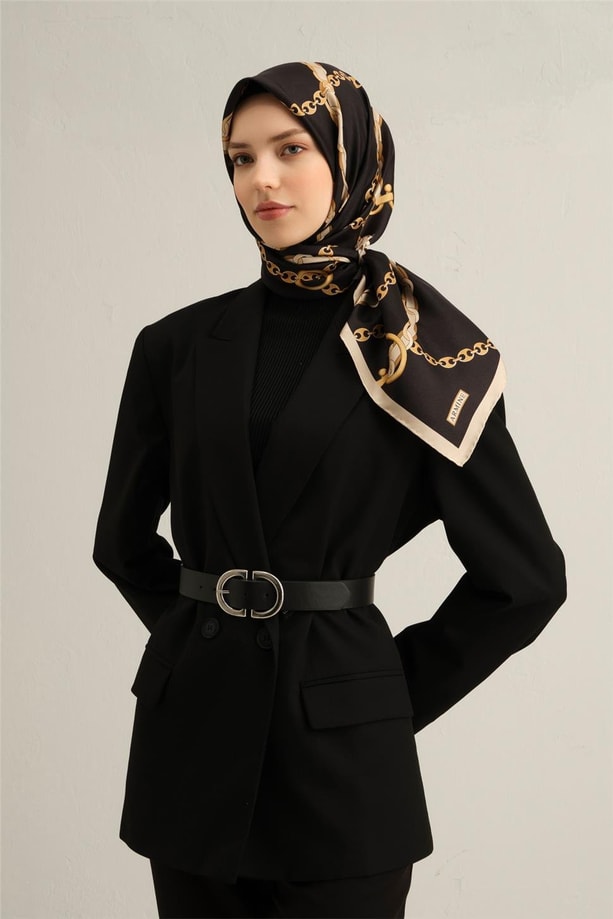 Armine Leopar Desenli İpek Sura Eşarp 9346 09
