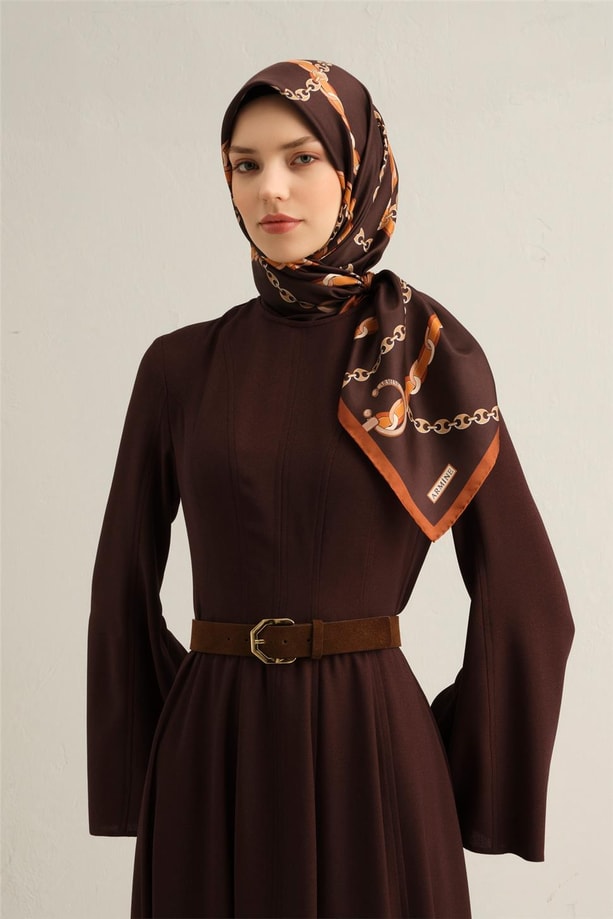 Armine Desenli Saf İpek Twill Eşarp 9346-35