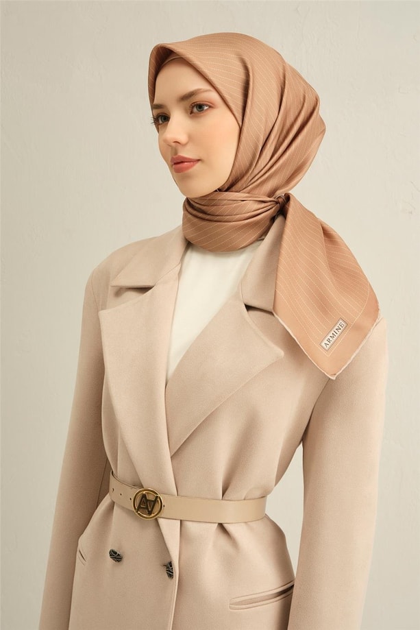Armine Desenli Saf İpek Twill Eşarp 9348 83