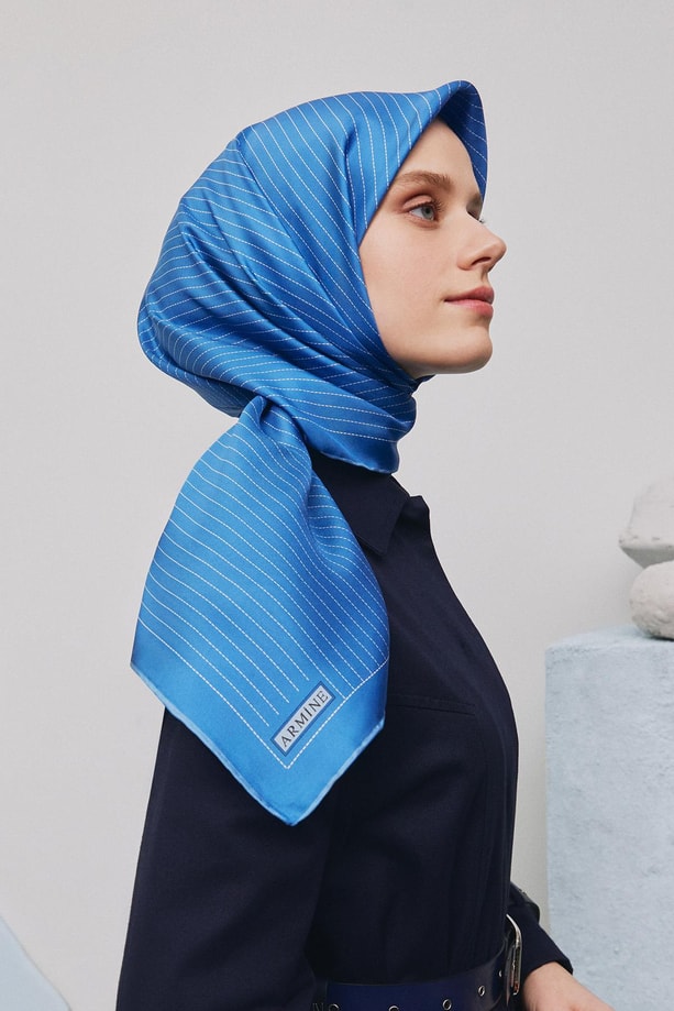 Armine Geometrik Desenli Saf İpek Sura Eşarp 9348 50