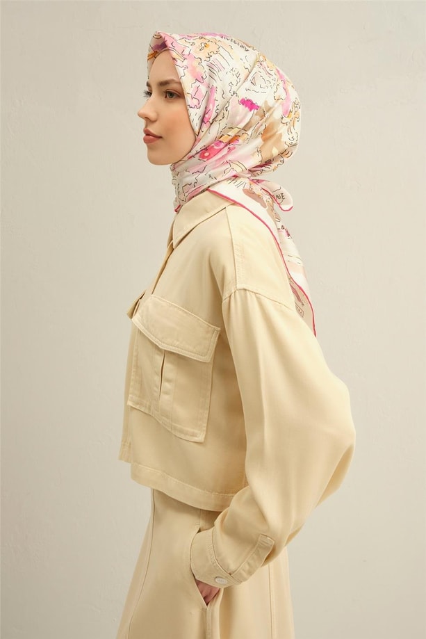 Armine Dijital Saf İpek Eşarp 9349D (S) 34