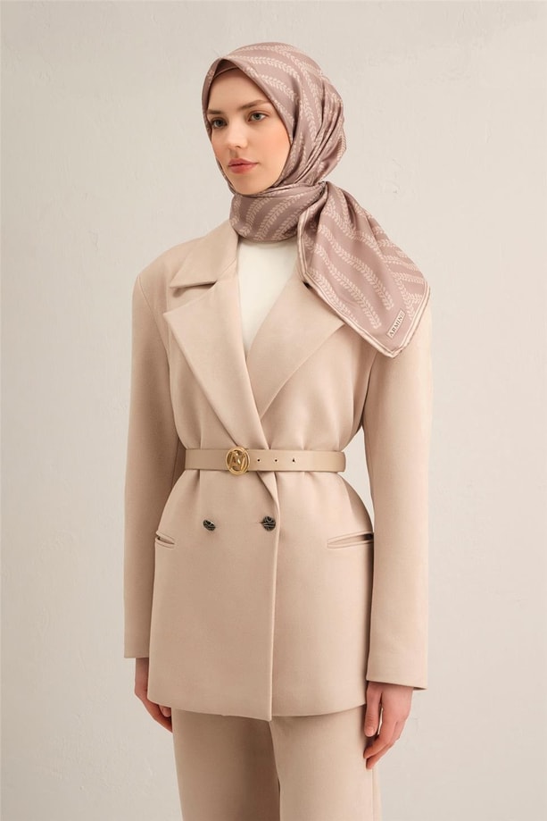 Armine Klasik Desenli Saf İpek Twill Eşarp 9351 02