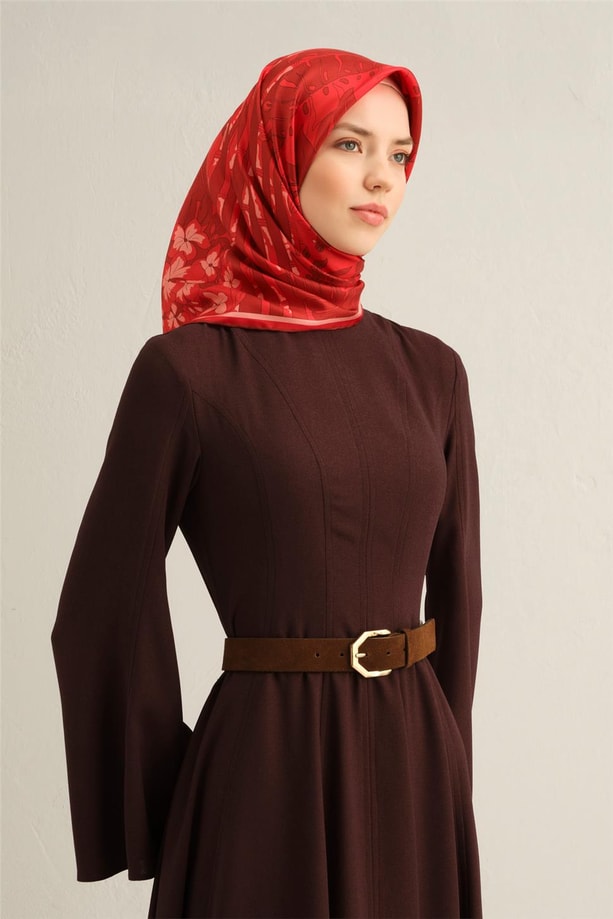 Armine Çiçek Desenli Saf İpek Twill Eşarp 9353 34